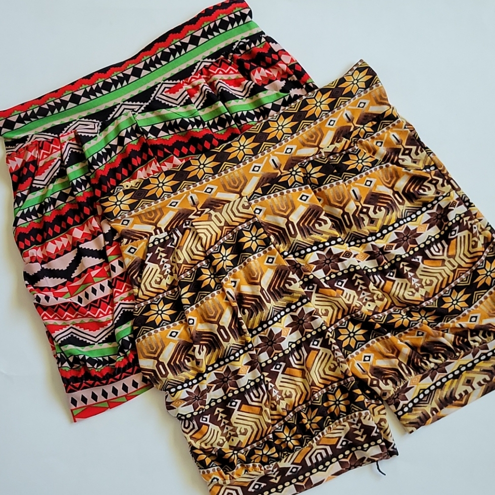 Patterned Women’s Shorts - Multicolor & Mustard Tribal Prints